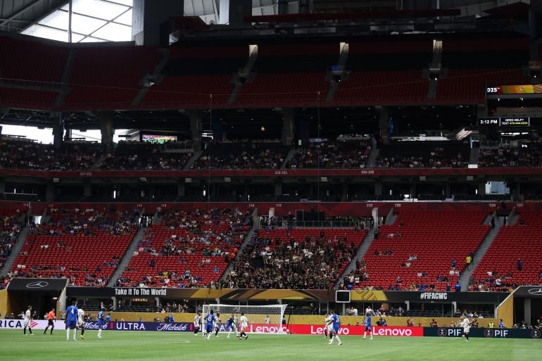 A view of the Mercedes-Benz Stadium during the Chelsea vs LAFC match on June 16, 2025, showing a lot of empty seats. (Photo by Alex Grimm/Getty Images)