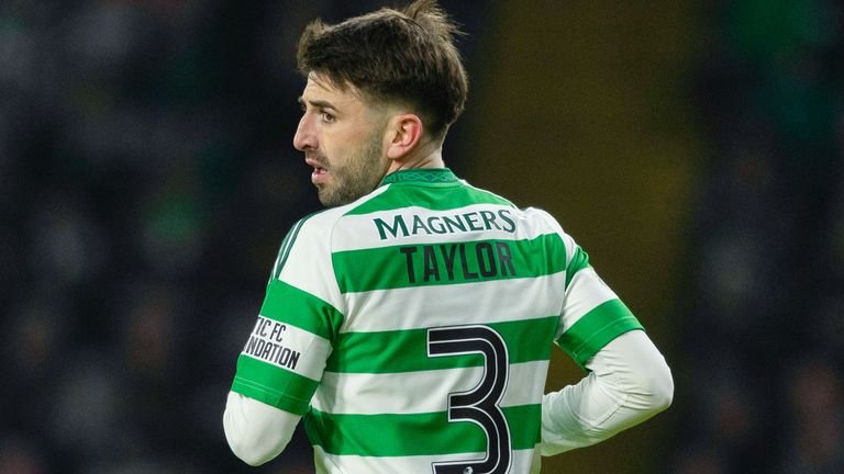 GLASGOW, SCOTLAND - JANUARY 08: Celtic's Greg Taylor during a William Hill Premiership match between Celtic and Dundee United at Celtic Park, on January 08, 2025, in Glasgow, Scotland. (Photo by Craig Foy / SNS Group)