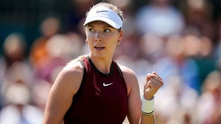 Katie Boulter reacts during a match