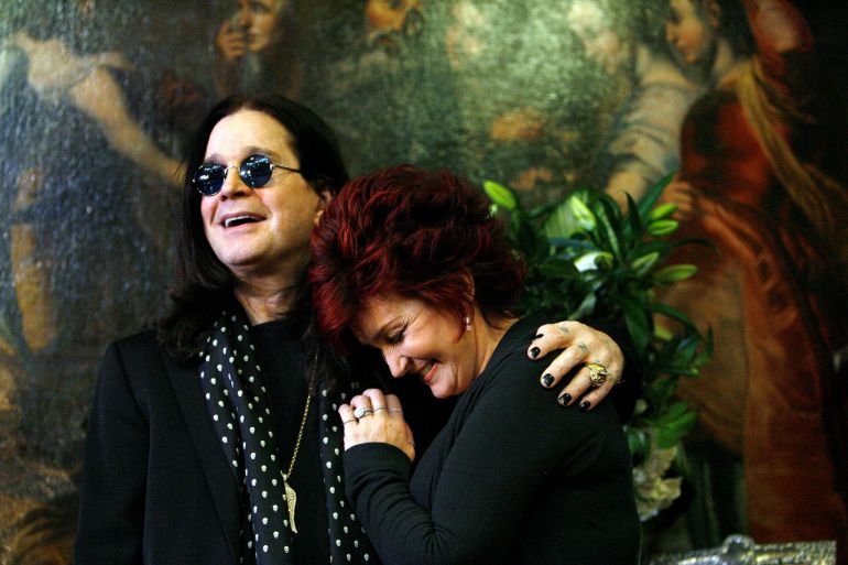 Ozzy and Sharon Osbourne at their home in Beverly Hills, California, with belongings from their property to be auctioned.