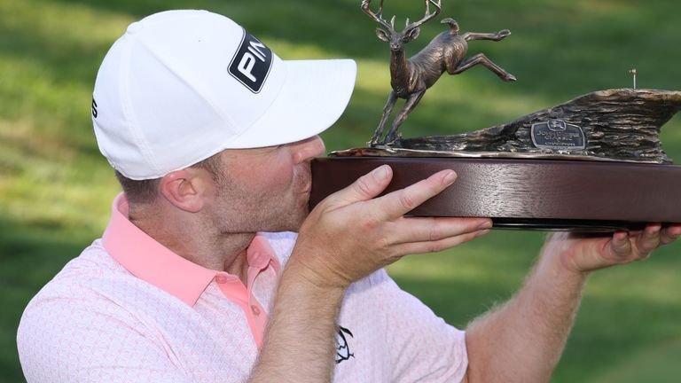 Brian Campbell celebrating his victory at the John Deere Classic.
