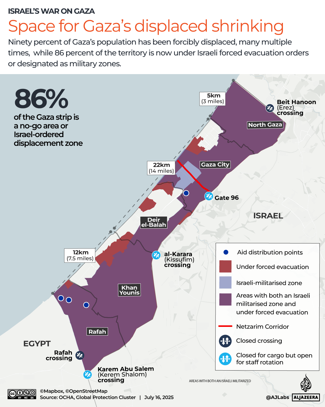 INTERACTIVE - Space for Gaza’s displaced shrinking - July 16, 2025