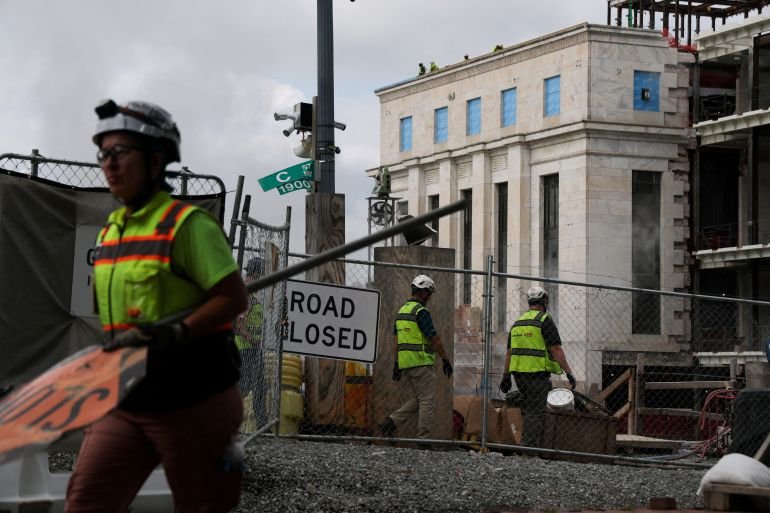 Construction at the U.S. Federal Reserve building amidst Trump's criticism of Fed Chair Jerome Powell