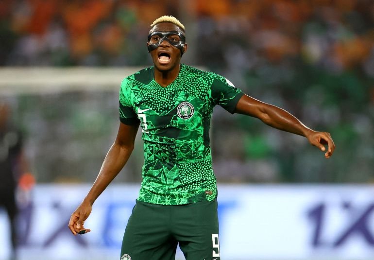 Victor Osimhen reacts.